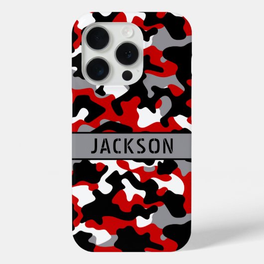 Red and Black Camouflage Personalized Case-Mate iPhone Hülle (Rückseite)