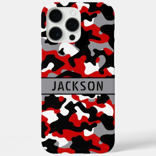 Red and Black Camouflage Personalized Case-Mate iPhone Hülle (Rückseite)