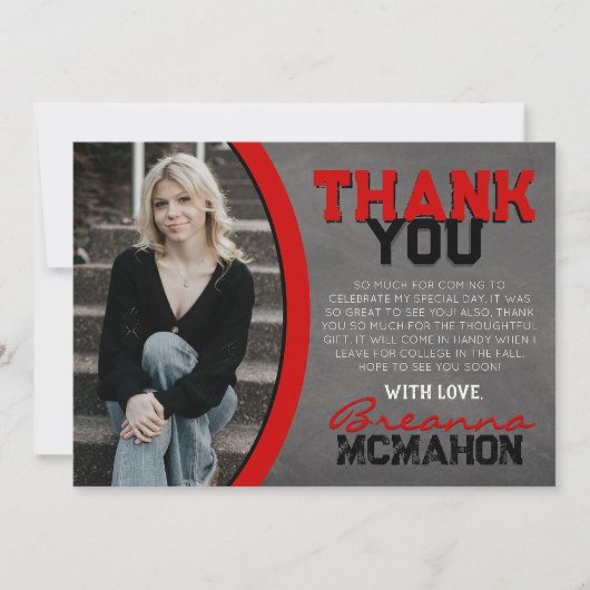 Red and Black Chalkboard Abschluss Vielen Dank Einladung