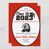 Red and Black Class of 2023 Abschluss Einladung (Vorne/Hinten)