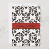Red and Black Damask Eiffel Tower Wedding Einladung (Rückseite)