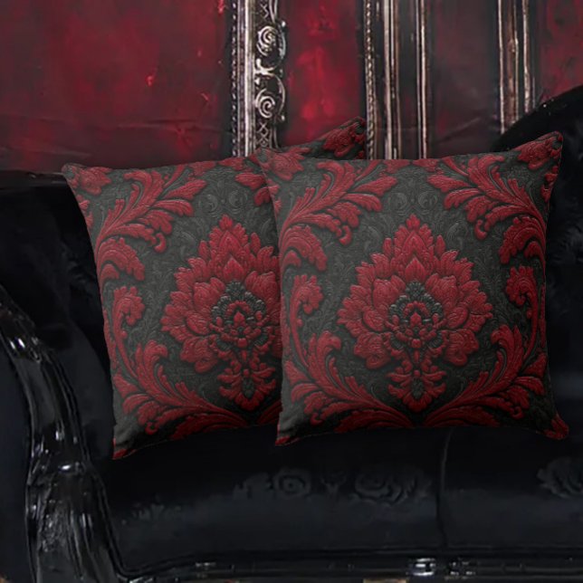 Red and Black Damask Patterned Kissen (Von Creator hochgeladen)