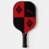 Red and Black Diamonds | Custom Modern Geometric Pickleball Schläger (Vorderseite)