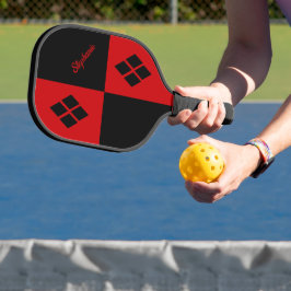 Red and Black Diamonds | Custom Modern Geometric Pickleball Schläger