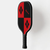 Red and Black Diamonds | Custom Modern Geometric Pickleball Schläger (Links)
