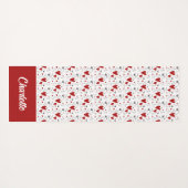 Red and Black Doodle Hearts Custom Monogram Name Yogamatte (Rückseite (Horizontal))