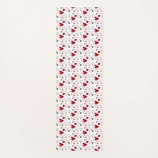 Red and Black Doodle Hearts Custom Monogram Name Yogamatte (Vorderseite)