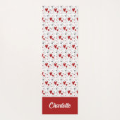 Red and Black Doodle Hearts Custom Monogram Name Yogamatte (Rückseite)
