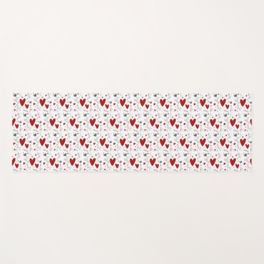 Red and Black Doodle Hearts Custom Monogram Name Yogamatte (Vorderseite (Horizontal))