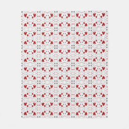 Red and Black Doodle Hearts Geometric Love  Fleecedecke