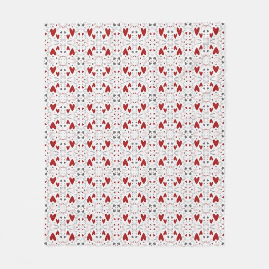 Red and Black Doodle Hearts Geometric Love Fleecedecke (Vorderseite)