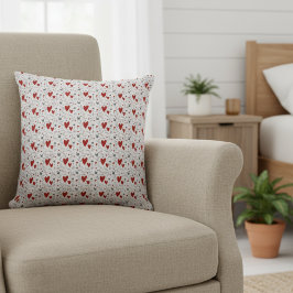 Red and Black Doodle Hearts Love  Kissen