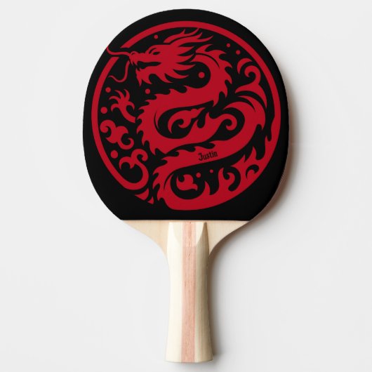 Red and Black Dragon Personalized Tischtennis Schläger (Vorderseite)