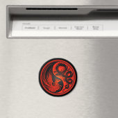 Red and Black Dragon Phoenix Yin Yang Magnet (In Situ (Geschirrspüler))