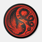Red and Black Dragon Phoenix Yin Yang Magnet (Vorne)