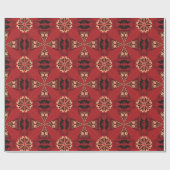 Red and black floral decorative wrapping paper  geschenkpapier (Flach)