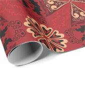 Red and black floral decorative wrapping paper  geschenkpapier (Rolleneckpunkt)