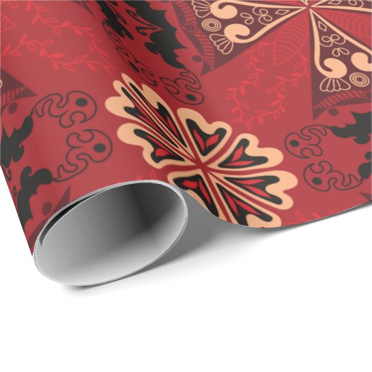 Red and black floral decorative wrapping paper  geschenkpapier