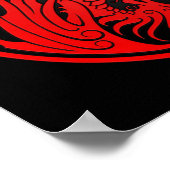 Red and Black Flying Yin Yang Dragons Poster (Ecke)
