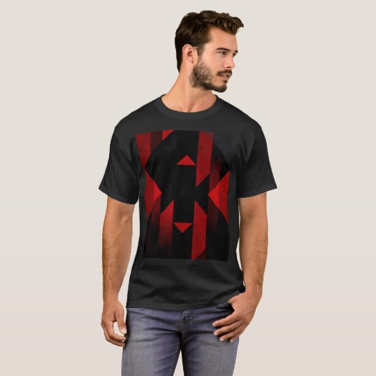 Red and Black Geometric Design T-Shirt (Vorne ganz)