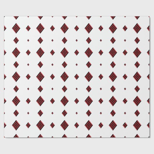 Red and Black Geometric Diamond Pattern Modern Tot Geschenkpapier (Flach)