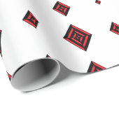 Red and Black Geometric Diamond Pattern Modern Tot Geschenkpapier (Rolleneckpunkt)