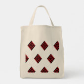 Red and Black Geometric Diamond Pattern Modern Tot Tragetasche (Rückseite)