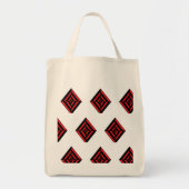 Red and Black Geometric Diamond Pattern Modern Tot Tragetasche (Vorne)