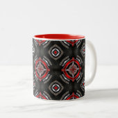 Red and Black Geometric Pattern Zweifarbige Tasse (VorderseiteRechts)