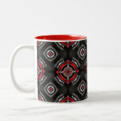 Red and Black Geometric Pattern Zweifarbige Tasse (Links)