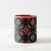 Red and Black Geometric Pattern Zweifarbige Tasse (Mittel)