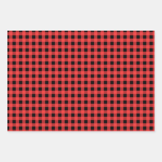 Red and Black Gingham Pattern Weihnachten Geschenkpapier Set (Vorderseite 2)