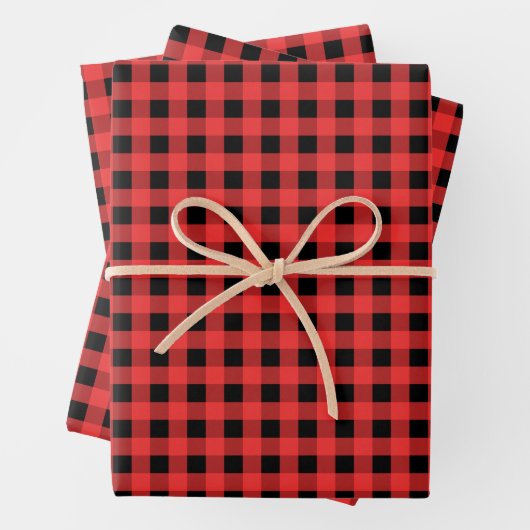 Red and Black Gingham Pattern Weihnachten Geschenkpapier Set (Beispiel)