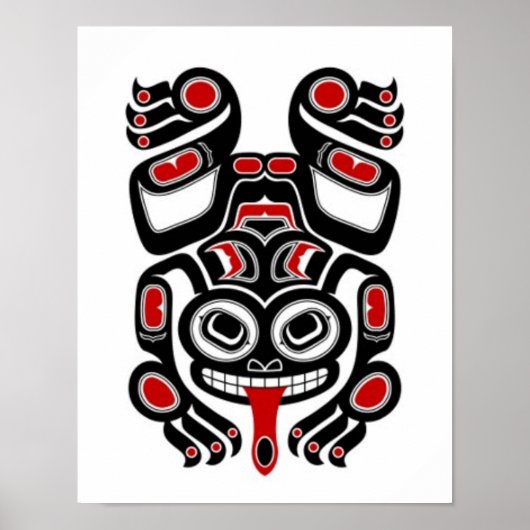 Red and Black Haida Spirit Tree Frog Poster (Vorne)
