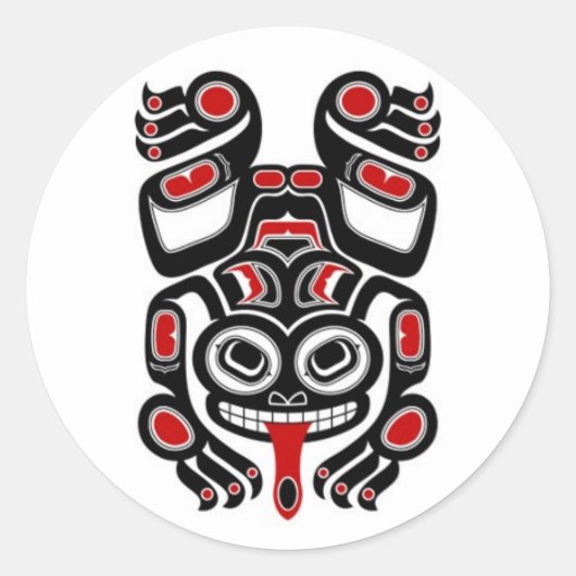 Red and Black Haida Spirit Tree Frog Runder Aufkleber (Vorderseite)