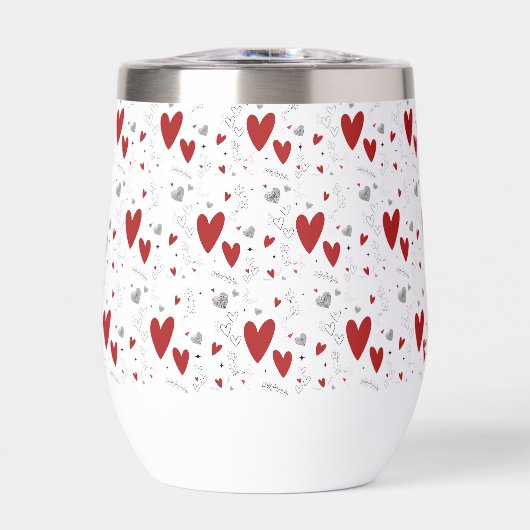 Red and Black Hand Drawn Doodle Hearts (Vorderseite)