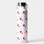 Red and Black Hand Drawn Doodle Hearts Trinkflasche (Vorne)