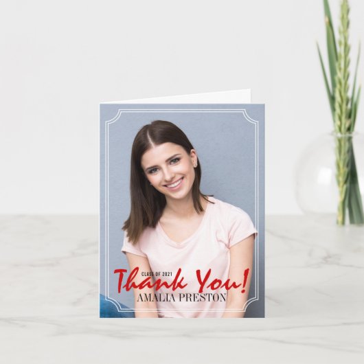 Red and black handwritten Class of 2021 graduate Dankeskarte (Vorderseite)