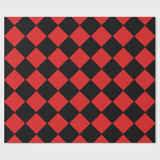 Red and Black Harlequin Diamond Prüfmuster Geschenkpapier (Flach)