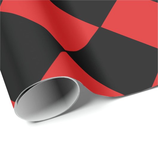 Red and Black Harlequin Diamond Prüfmuster Geschenkpapier (Rolleneckpunkt)