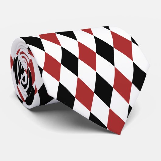 Red and Black Harlequin Pattern Krawatte (Gerollt)
