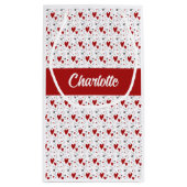 Red and Black Hearts Custom Monogram Name Kleine Geschenktüte (Rückseite)