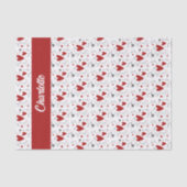 Red and Black Hearts Custom Monogram Name Seidenpapier (Vorderseite)