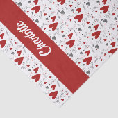 Red and Black Hearts Custom Monogram Name Seidenpapier (Ausschnitt)