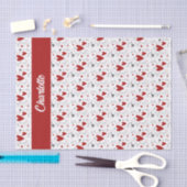 Red and Black Hearts Custom Monogram Name Seidenpapier (Handwerk)