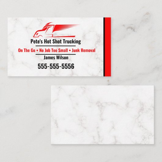 Red and Black Hot Shot Trucking Business Card Visitenkarte (Vorne/Hinten)