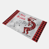 Red and Black Kariert Kokopelli Christmas Doormat Fußmatte (Schrägansicht)