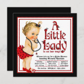Red and Black Ladybug Baby Dusche Einladung (Vorne/Hinten)