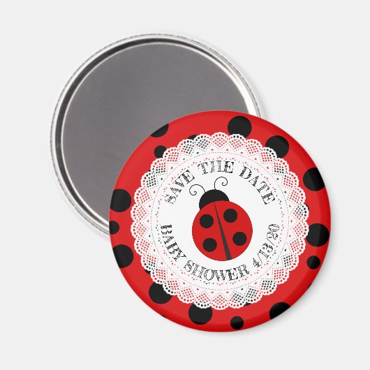 Red and Black Ladybug Baby Dusche Erinnerung Magne Magnet (Vorderseite/Rückseite)