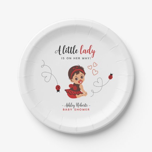 Red and Black Ladybug Baby Shower Pappteller (Vorderseite)
